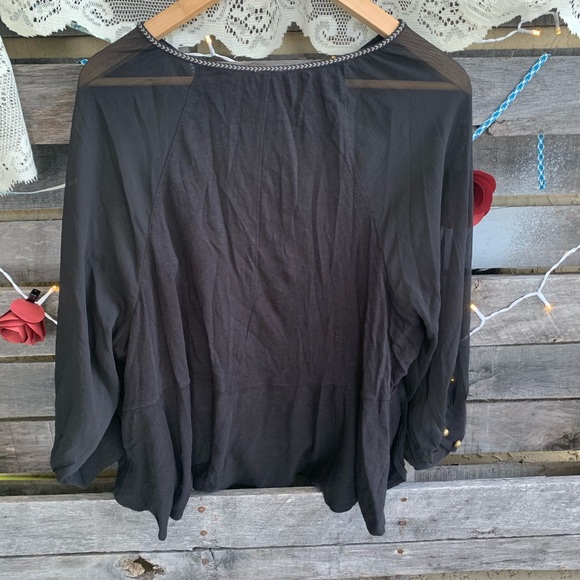 Anthropologie AKEMI + KIN Black Flutter Blouse - Picture 6 of 7